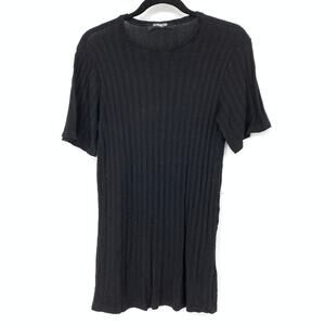 Reformation Women's Size XS Black Tunic Rib Knit Round Neck Short Sleeve *FLAWS